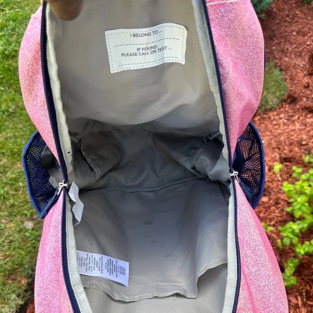 Pottery Barn Kids Mackenzie Ombre Glitter Backpack Pink Blue Navy Monogram ESL